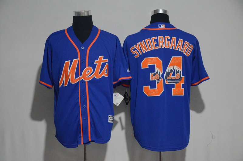 2017 MLB New York Mets #34 Syndergaard Blue Fashion Edition Jerseys->new york mets->MLB Jersey